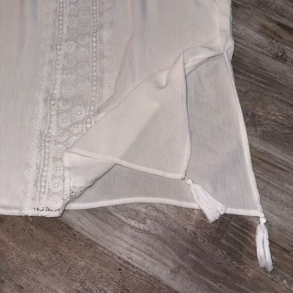 KONA Sol Womens Swim Cover Up Top White Short Sleeve V Neck sz S - Picture 2 of 8